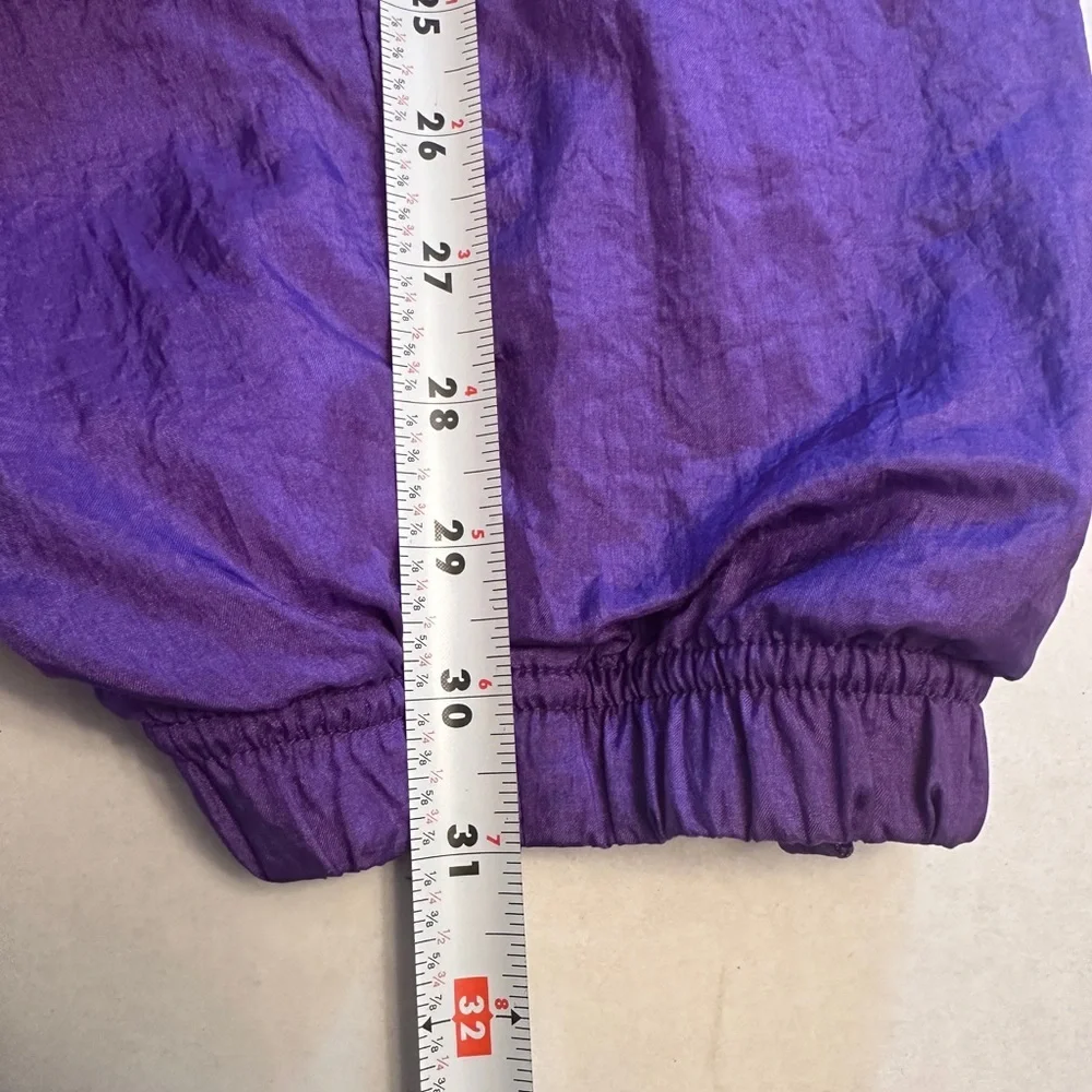 Vintage SERGIO TACCHINI Size 34 Nylon‎ Track Pant Joggers Purple Lined Zip Ankle
